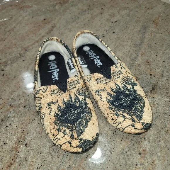 Harry Potter Marauder's Map Slip On Flats Women Size Small 6/7 Balletcore Wizard - Picture 1 of 8